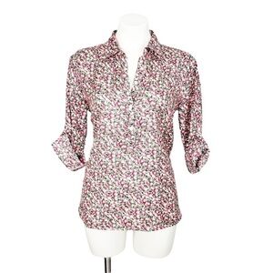 Gap Boyfriend Fit Pink Deco Flor Popover Blouse